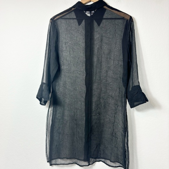 MADEWELL BLACK SHEER SEE THROUGH BLACK WOMEN BUTTON BLOUSE NO SIZE - Picture 2 of 7